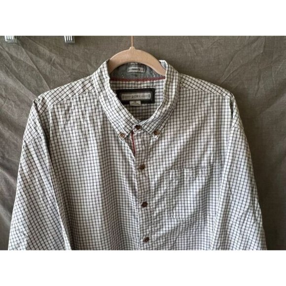 PD&C Button Up Shirt Adult 2X White‎ Black Check Long Sleeve Classic Fit Mens. - Picture 2 of 8